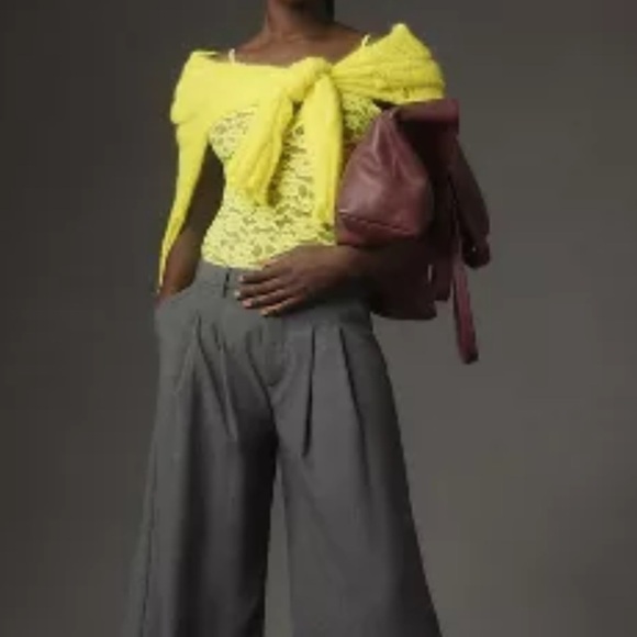 NWT Anthropologie V-neck sheer lace neon bodysuit - Picture 1 of 5